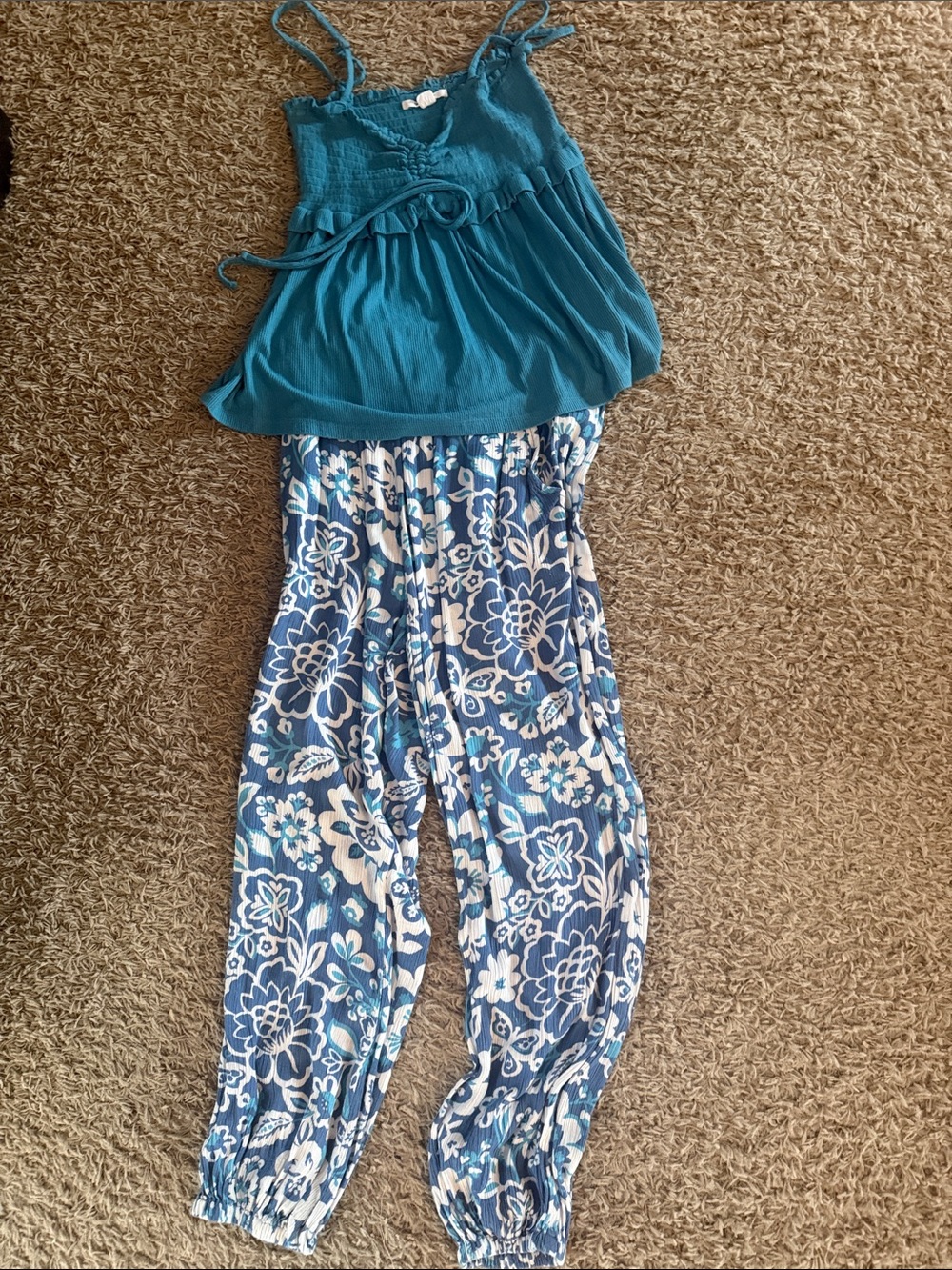 O'Neill Teal Ribbed Cami Top and Matching Pants